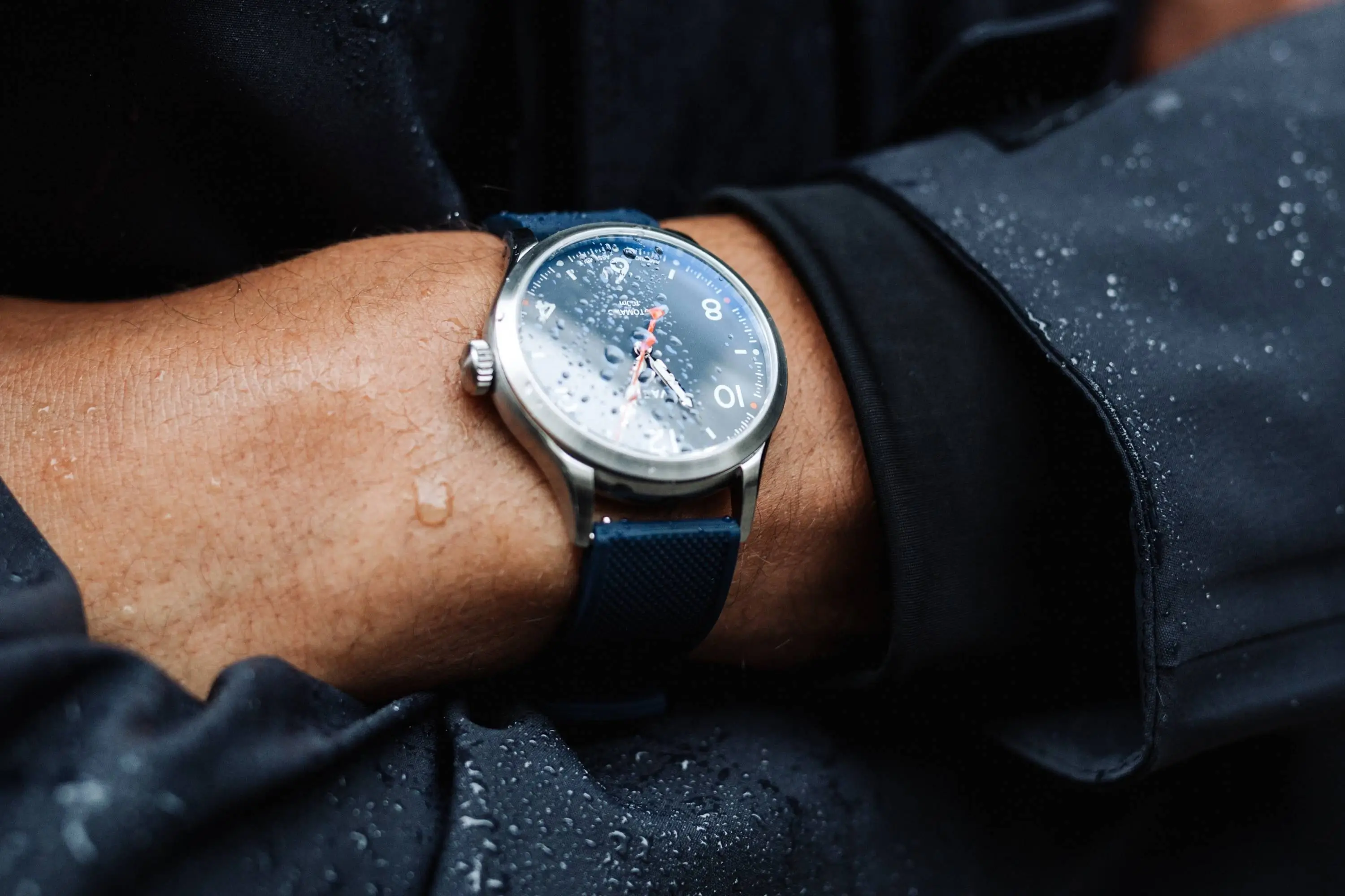 A watch undergoing water resistance testing.