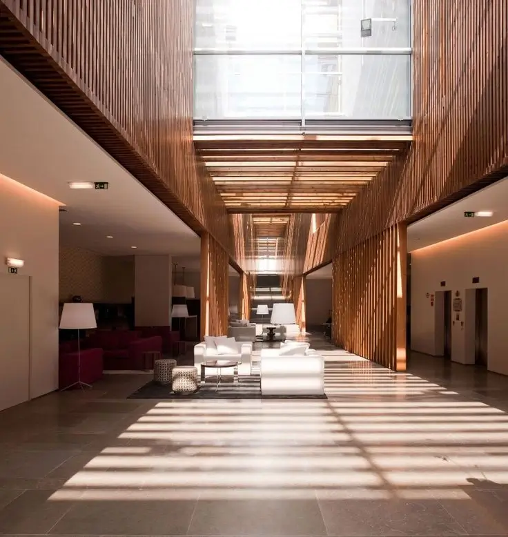 Architectural detail of a boutique's lighting.